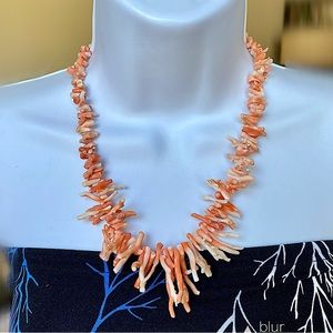 Coral Necklace Graduated Peach Color 18” Long
